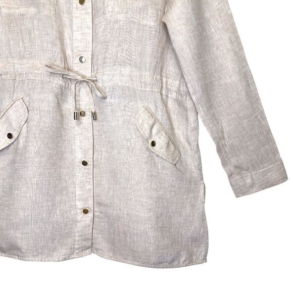 Chico's Women's Linen Snap Front Utility Jacket Size 1 US M Cream Beige Tan - Picture 7 of 7
